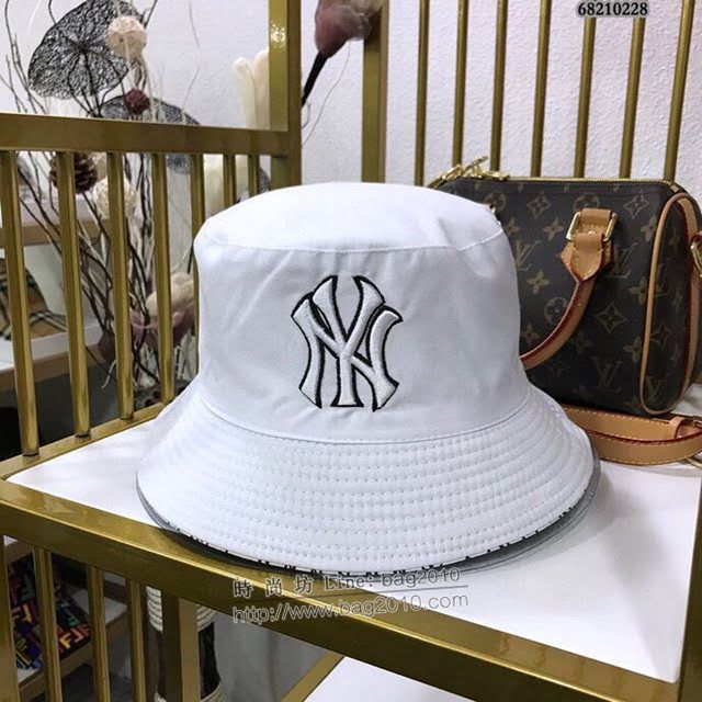 NY男女同款帽子 MLB雙面刺繡漁夫帽遮陽帽  mm1442